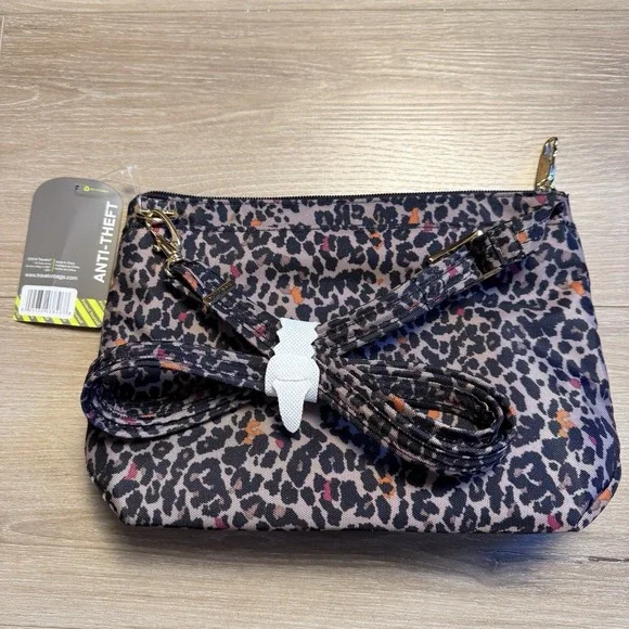 Travelon Women's Crossbody Bag Anti-Theft RFID Purse NWT Leopard Print - Picture 5 of 11